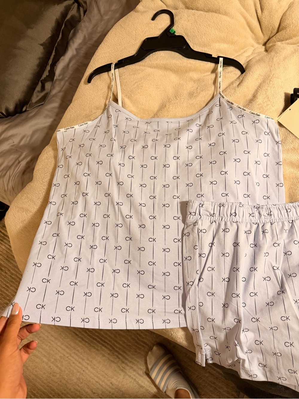Calvin Klein Light Blue CK Logo Cami & Shorts Sleep Set